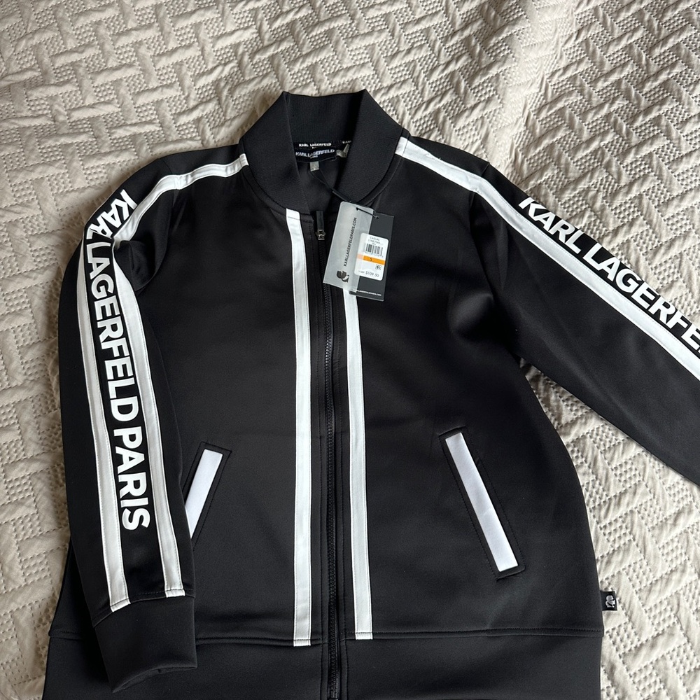 Karl Lagerfeld Black Jacket with White Stripes